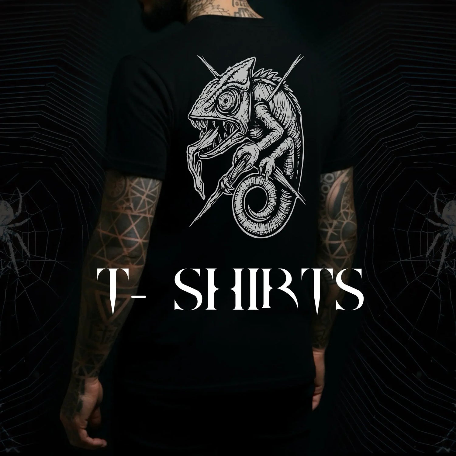 T-shirt Encre Brute porté, vu de face et de dos, avec une typographie minimaliste noire mettant en valeur le design sobre et artistique de la marque.