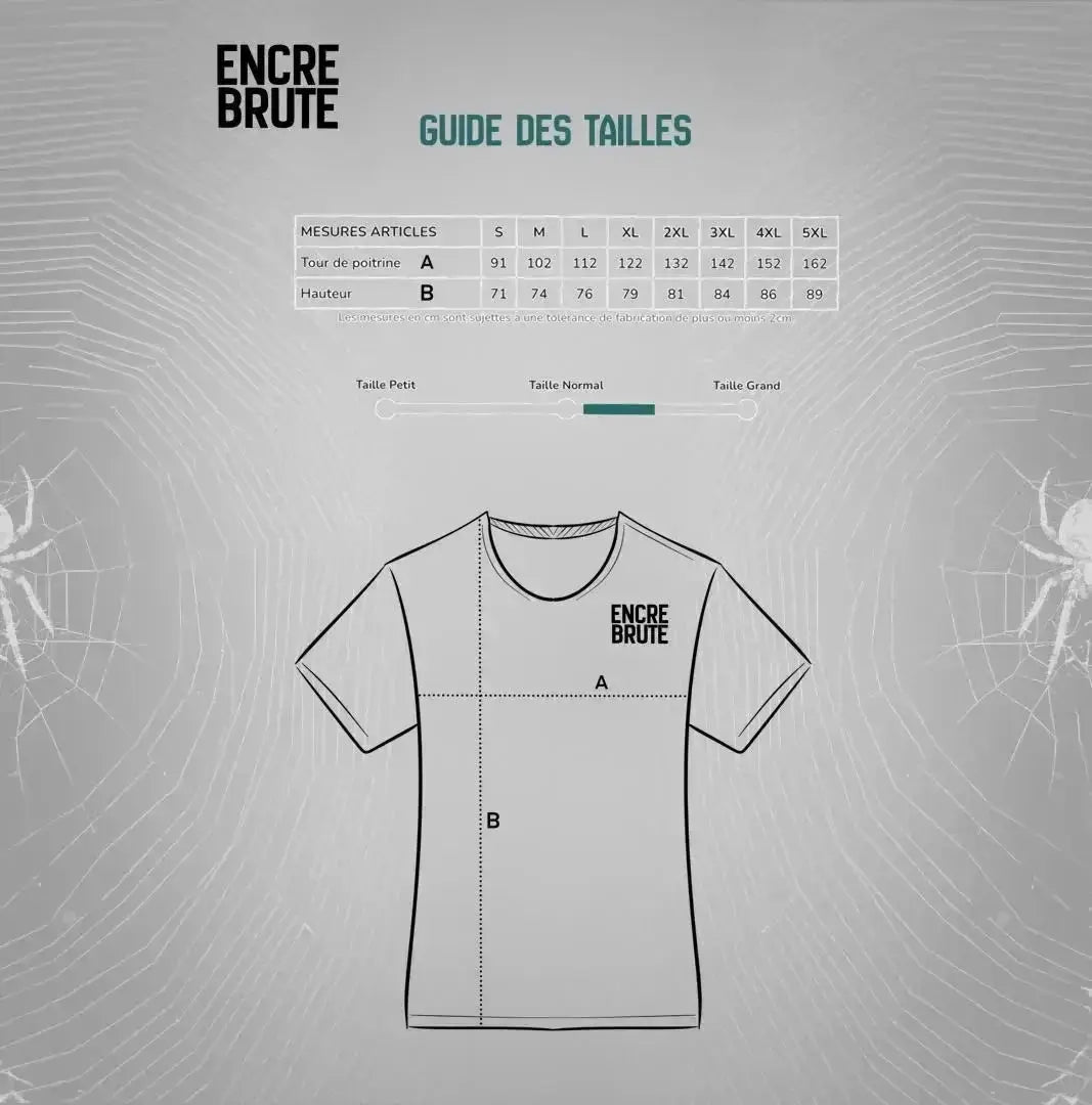 Trouve la coupe parfaite. Guide des tailles Encre Brute.